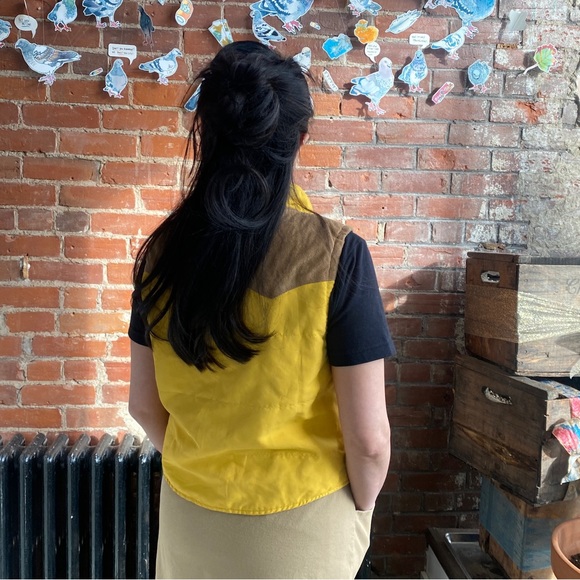 2000s Japan lightweight reversible vest (sunny yellow/denim) - Picture 9 of 11